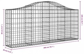 18 db íves horganyzott vas gabion kosár 200x30x80/100 cm