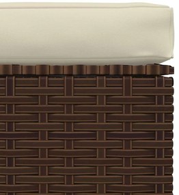 Barna polyrattan kerti lábtartó párnával 70 x 70 x 30 cm