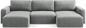 Szürke zsenília kinyitható-tárolóhelyes sarokkanapé (U alakú) Kona – Makamii
