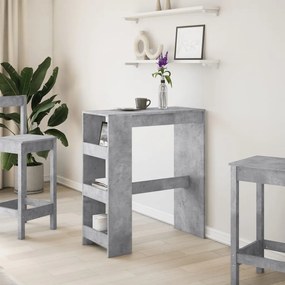 betonszürke szerelt fa tárolórekeszes bárasztal 90x40x103,5 cm