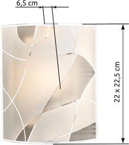 Globo 40403W2 Fali króm, fehér üveg ,LxBxH:220x260x80, exkl. 1xE27 ILLU 60W 230V