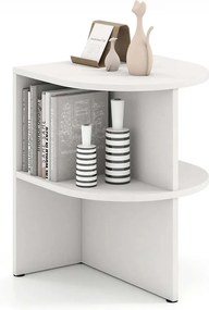 Félkör alakú kisasztal nyitott polcokkal