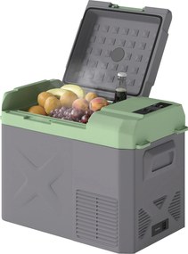 Outsunny 24,2 Literes Kompresszor Hűtő Elektromos Hűtő LED ECO Módú Hűtési Funkcióval, Néma Fagyasztó, Hődoboz, Mini Hűtő 12/220 Volt Autó Csatlakozóh