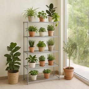 Virágtartó állvány, 5 polc, 140x91x28 cm