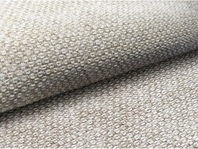 Bézs kárpitozott ágyneműtartós franciaágy ágyráccsal 140x200 cm Mano – Makamii