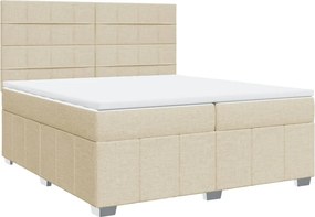 vidaXL krémszínű szövet rugós ágy matraccal 200 x 200 cm