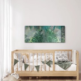 Kép - Beton textúra levelekkel (120x50 cm)