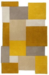 Collage sárga-bézs gyapjú szőnyeg, 120 x 180 cm - Flair Rugs