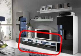 LUGANO TV asztal, fehér/magasfényű fekete
