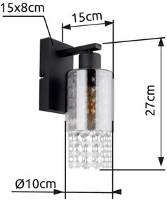 Globo 15799W - Fali lámpa BACKEY 1xE27/40W/230V fekete