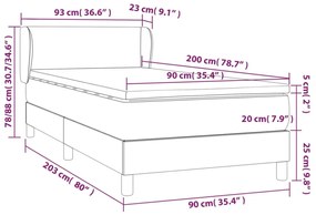 fekete műbőr rugós ágy matraccal 90 x 200 cm