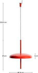 Piros LED dimmelhető mennyezeti lámpa fém búrával ø 16 cm Porte – Kave Home