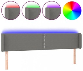 sötétszürke szövet LED-es fejtámla 203 x 16 x 78/88 cm