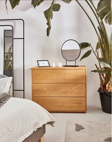 Alacsony természetes színű tölgyfa komód 90x75 cm Abilen - Kave Home