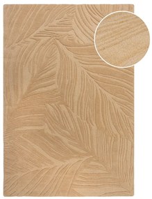Lino Leaf világosbarna gyapjú szőnyeg, 160 x 230 cm - Flair Rugs