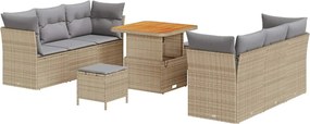 vidaXL Kerti Kanapé Szett 9 pcs Bézs polirattan