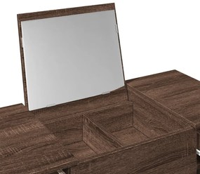 barna tölgy színű fésülködőasztal tükörrel 100x45x76 cm