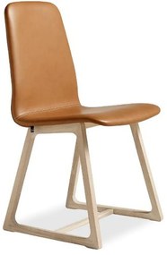SM40  design szék, barna bőr, olajozott fehérített tölgy láb