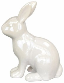 Fehér nyúl húsvéti dekoráció, kerámia, 10,2 x 13 x 5,2 cm
