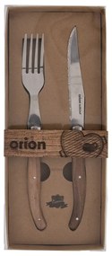 Ezüstszínű-natúr színű rozsdamentes acél evőeszköz készlet 2 db-os – Orion