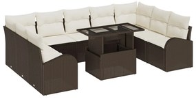 10 darabos Kerti Sofa Szett párnákkal Barna Poli Rattan