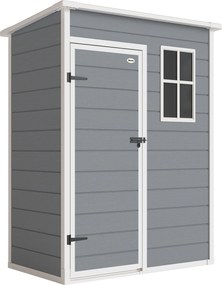 Outsunny Kerti Fészer 1.14 m² Szerszámtároló - zárható ajtó, szellőztetés és ablak - méretei: 151L x 92W x 193H cm - műanyag, szürke | Aosom