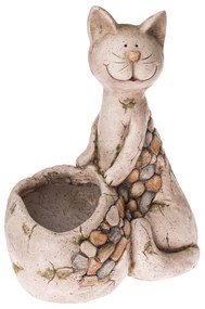 Ülő macska kerámia virágtartó, 21.5 x 43 x 32.5 cm
