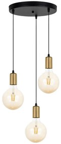 Belis Csillár zsinóron MIROS 3xE27/60W/230V kerek fekete/arany BE0759