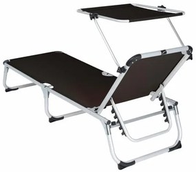 Kerti nyugágy  összecsukható napellenzős fekete 187 cm