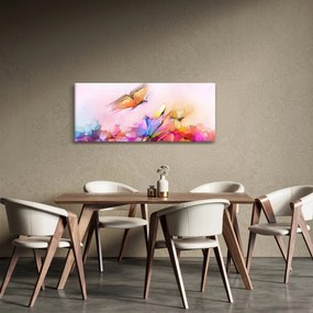 Kép - pillangó a virág felett, absztrakció (120x50 cm)