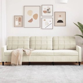 3 személyes krémszínű bársony kanapé 210 cm