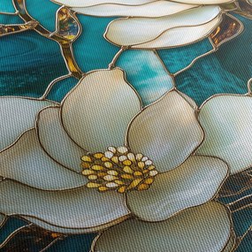 Kép - Ólomüveg magnóliával (órával) (90x30 cm)