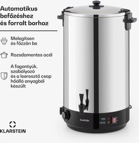 Klarstein KonfiStar 60, befőzőautomata, italadagoló, 60 l, 2500 W, 100 °C, 120 perc, rozsdamentes acél