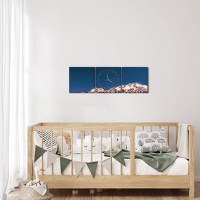 A hegyek és az éjszakai égbolt képe (órával) (90x30 cm)