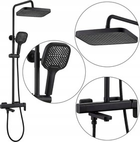 Zuhanyszett Esőztetővel Mozgatható Kifolyócsővel Rea Arlo Fekete Falra szerelhető