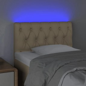krémszínű szövet LED-es fejtámla 80 x 7 x 78/88 cm