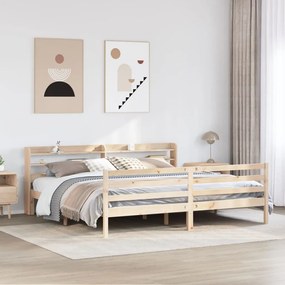 tömör fenyőfa ágykeret fejtámlával 200 x 200 cm
