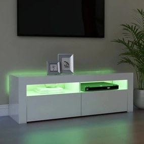 magasfényű fehér TV-szekrény LED lámpákkal 120 x 35 x 40 cm