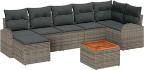 vidaXL Kerti Kanapé Szett tárolóval 8 pcs Szürke polirattan