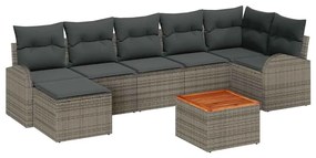vidaXL Kerti Kanapé Szett tárolóval 8 pcs Szürke polirattan