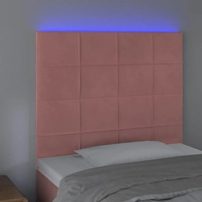 rózsaszín bársony LED-es fejtámla 100x5x118/128 cm