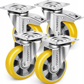 Szállítókerék szett 150mm Pu 4 db 2 fékkel 2 nélkül 350kg ergo