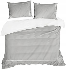 Szatén ágyneműhuzat Eva 160x200 Eva Minge szürke fehér szegély hímzett logó