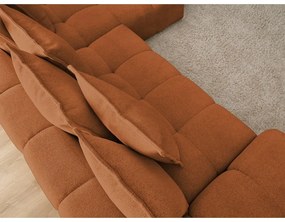 Terrakotta színű zsenília kinyitható-tárolóhelyes sarokkanapé (jobb oldali-heverő résszel) Everest – Bobochic Paris