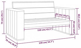 impregnált fenyőfa kerti pad 139 cm