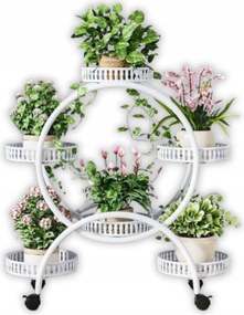 Virágágyás Fém Állvány Kerekekkel Loft Növények Fehér 75 cm