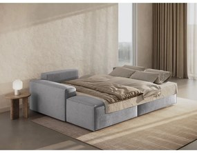 Világosszürke buklé kinyitható sarokkanapé (bal oldali) Jodie – Micadoni Home