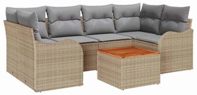 vidaXL Kerti Kanapé Szett párnával 7 pcs Bézs polirattan