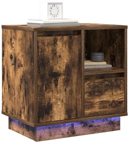 Éjjeli szekrény LED fényekkel 2 db Füstölt tölgy 50x34,5x50 cm