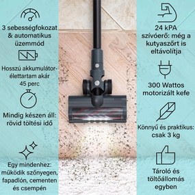 Klarstein LARMA, porszívó, vezeték nélküli, zsák nélküli, maximális üzemidő 45 perc, LED